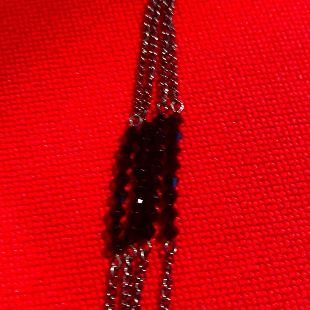 Multi Layer Chains Necklace with Black Crystals